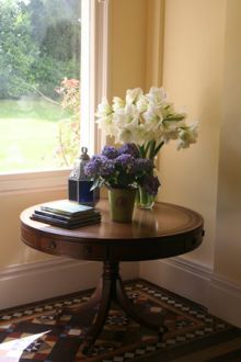 flowers on hall table