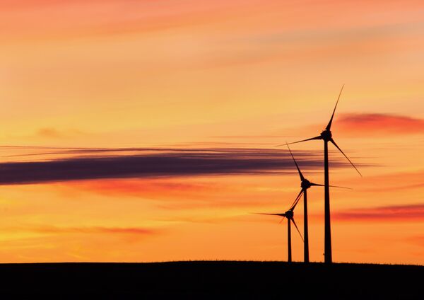 Evening Sunset. Wind Turbines. A3 colour print