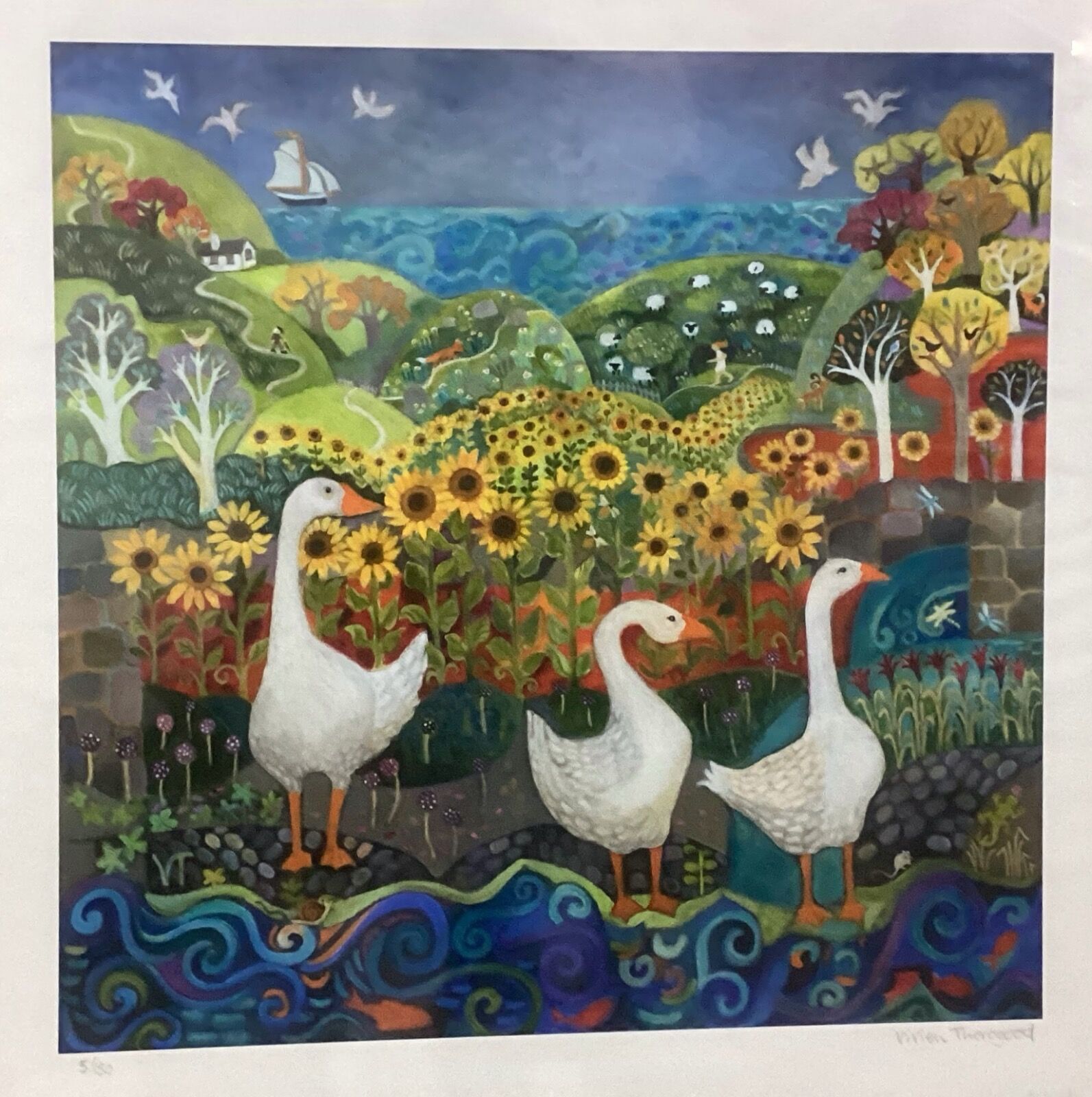 Geese and Sunflowers