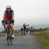 Lesley loving those hills!