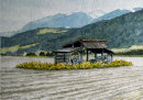 Barn in field, Reischach 28cm x 20 cm