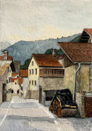 Burgeis street 28x20cms