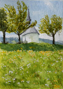 Another rear view of the field chapel in Reischarch 20cm x 28cm
