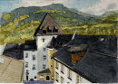From museum roof, Kitzbuhel 20x28cms