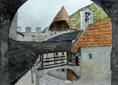 Inside the castle of Kastelbell 28cm x 20cm