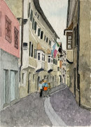 Klausen street with flags 28x20cms
