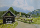 Lamprechtsberg with barn 28cm x 20cm