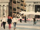 Madrid tourists watercolour & pastel17.3x23cms