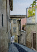 Way to the lake showing roof gardens 28cm x 20cm