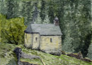 Matsch chapel and schloss ruins 28cm x 20cm