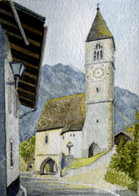 St Leonards church at Laatsch 28cm x 20cm