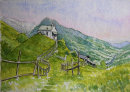 St Ippolito chapel in the fields, Glaiten, Sudtirol 20x28cms