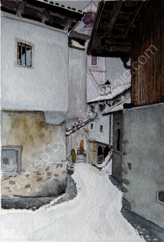 Tschars village centre, first snow 20 cm x 28 cm