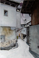 Tschars village centre, first snow 20 cm x 28 cm