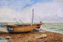 Fishing boats, The Witterings, Sussex 14x23.5cms