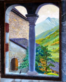 View from a window at Schloss Tirol Oil on canvas 40cm x 50cm