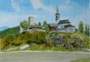 Lamprechtsberg with chapel in foreground 31cm x 22cm