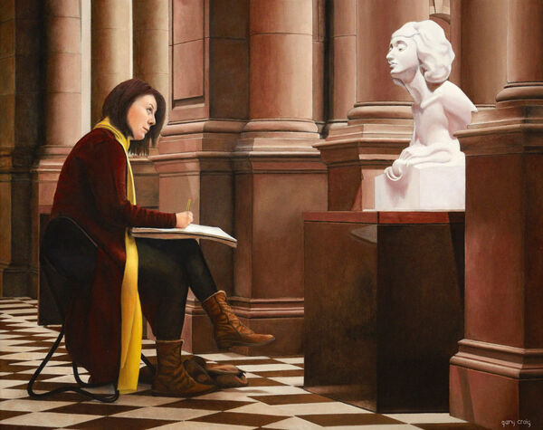 An Artist at Kelvingrove - oil