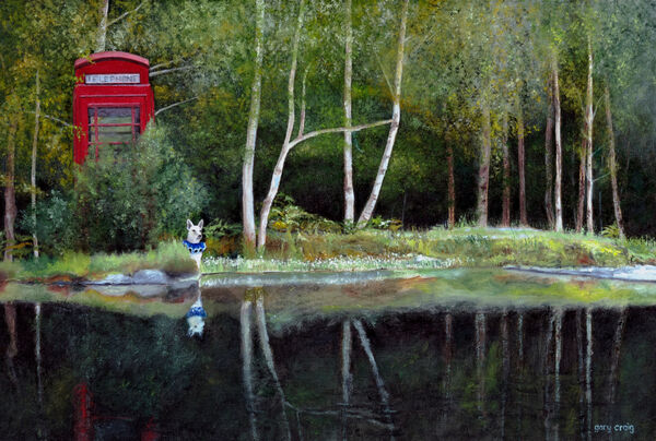 Telephone Box in the Landscape #3 (oil)