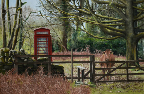 Telephone Box in the Landscape #4 (oil)