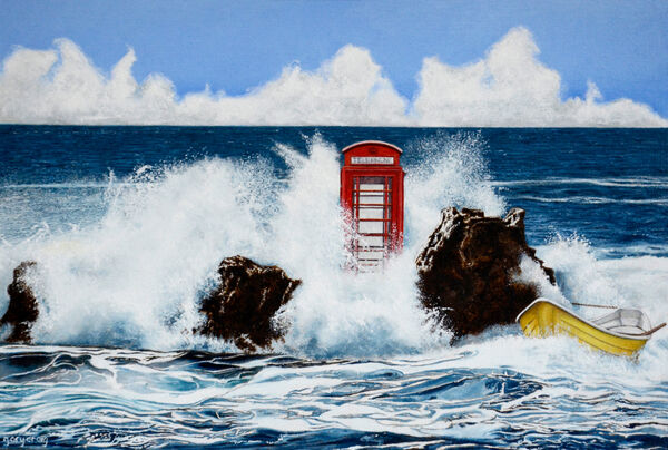 Telephone Box in the Seascape #1 (oil)