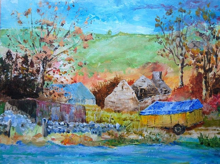 Upland Farm, Weardale -40cmx30cm acrylic by Willie Drea