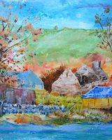 Upland Farm, Weardale -40cmx30cm acrylic by Willie Drea
