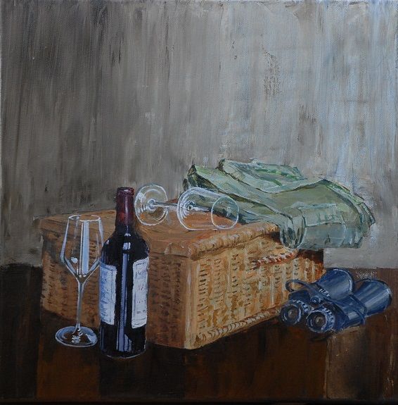 89 Still Life with Wine, oil on canvas by Willie Drea