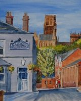 23 Court Lane, Durham, oil on board by Willie Drea