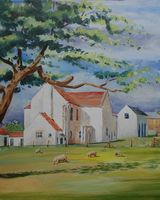 Hilton Hall, oil painting by Willie Drea