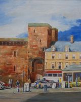 Hexham Market Place -oil painting by Willie Drea