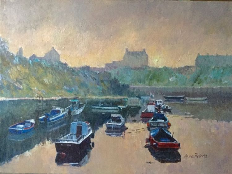 71 Seaton Sluice Dawn -acrylic by Anne Roberts