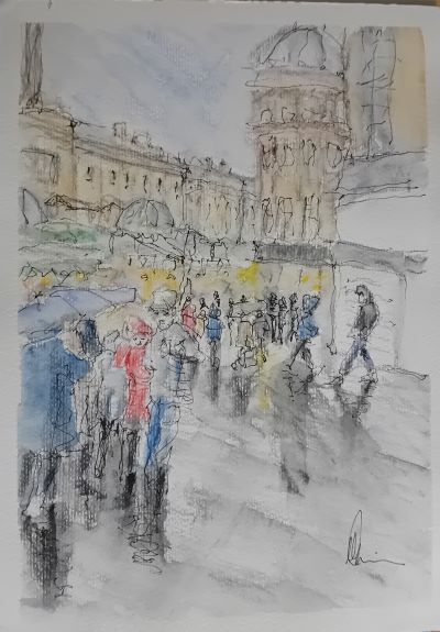 Michael Austin ' Rainy Newcastle, Christmas Market '