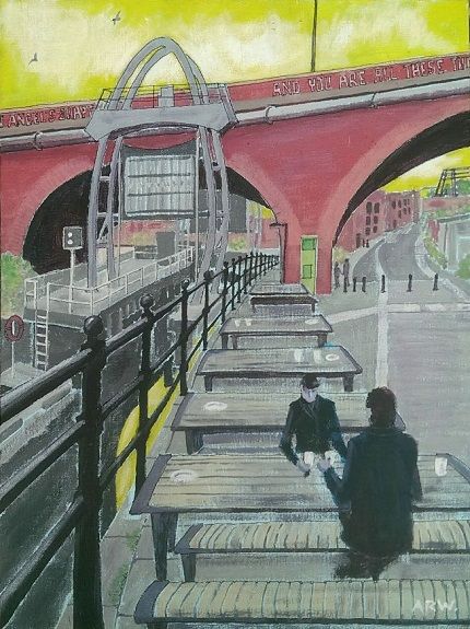 107 Lock Gates, Ouseburn -acrylic on board by Allan White