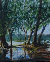 Flooded Trees by Audrey Drynan. -acrylic