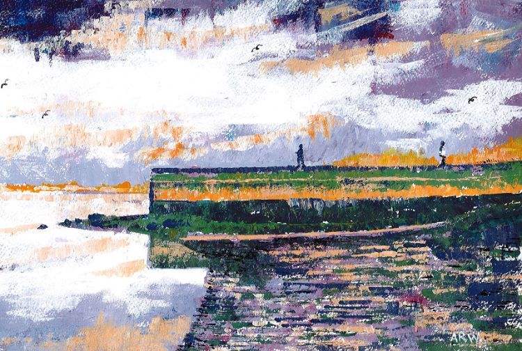 Budle Bay by Allan White. -acrylic