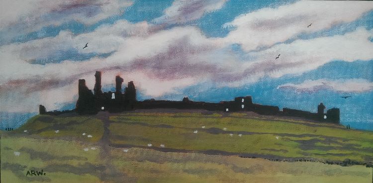 Dunstanburgh Castle by Allan White. -acrylic