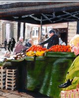 Fruit Stall Northumberland Street by Allan White. -acrylic