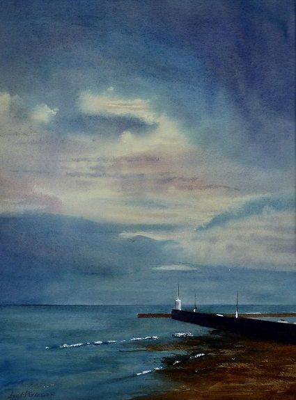 After the Storm, Seahouses, watercolour by Joe McGregor