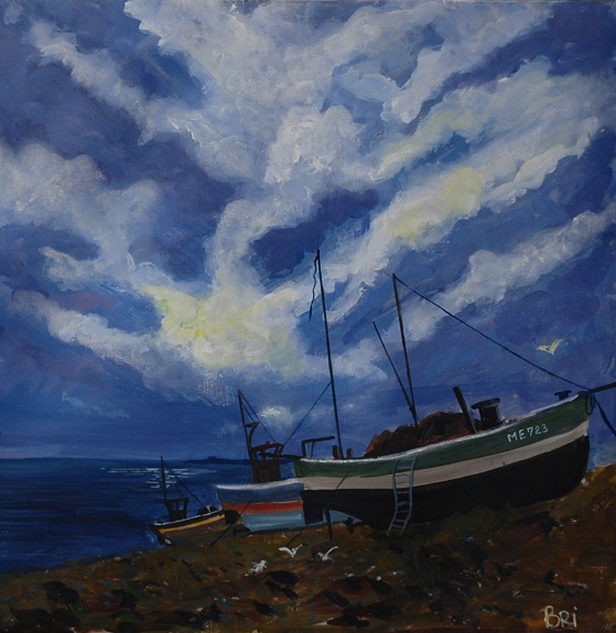 Clouds at Beadnell by Brian Wilson, -mixed media