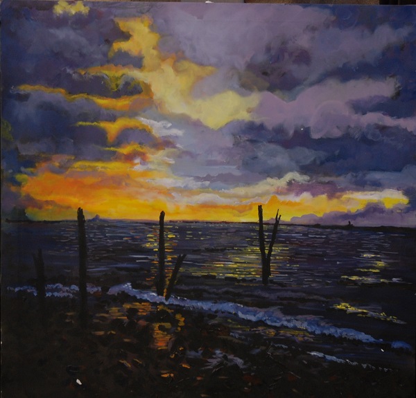 Lindisfarne Sunset by Brian Wilson, -acrylic