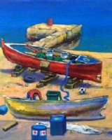 Boatyard, acrylic by Harry Bell