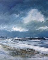 Anne Roberts -Church Point, Newbiggin by the Sea -acrylic on canvas 14"x11"