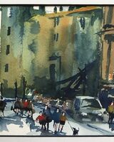 Out for a Stroll Watercolour by Tim Griffiths
