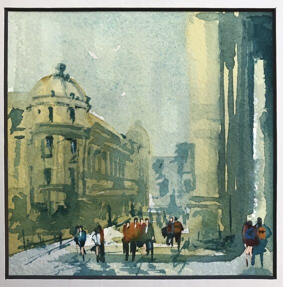 Going to the Theatre Royal, watercolour by Tim Griffiths