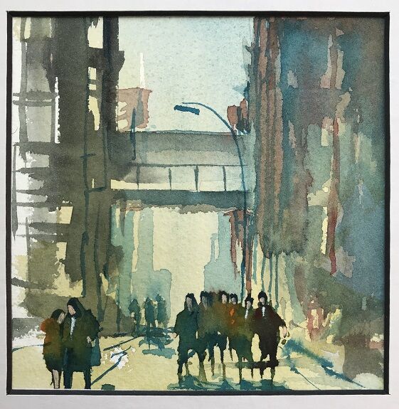 Tim Griffiths, New York City Street -watercolour