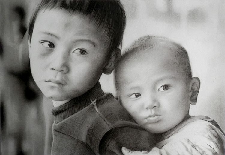 Brothers Help by Doug Stevenson -charcoal