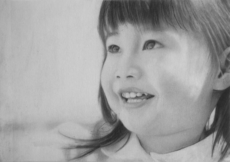 Smiling Child by Doug Stevenson. -charcoal (Commended)