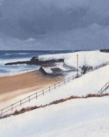 Snow on the Beach Tynemouth by Jenny Dyson -oils