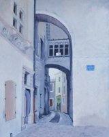 The Medieval Town of Vivienne France by Jenny Dyson, -oil